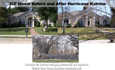 Diaster Resistant Construction with ICF & Concrete - Home Survives Hurricane Katrina - Green Harbor Building Systems GA