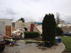 EF3 Tornado destroys a well-built home using wood-frame construction. Only interior rooms remain. Courtesy Wikipedia